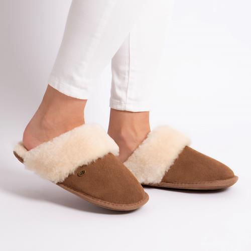 Ladies Duchess Sheepskin Slipper Chestnut